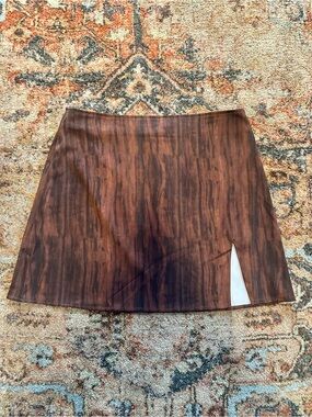Motel Marble Cocoa Mini Skirt with Side Slit